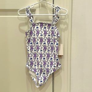 NWT! Roller Rabbit Little Girls Lavender Monkey Ruffle One Piece 6